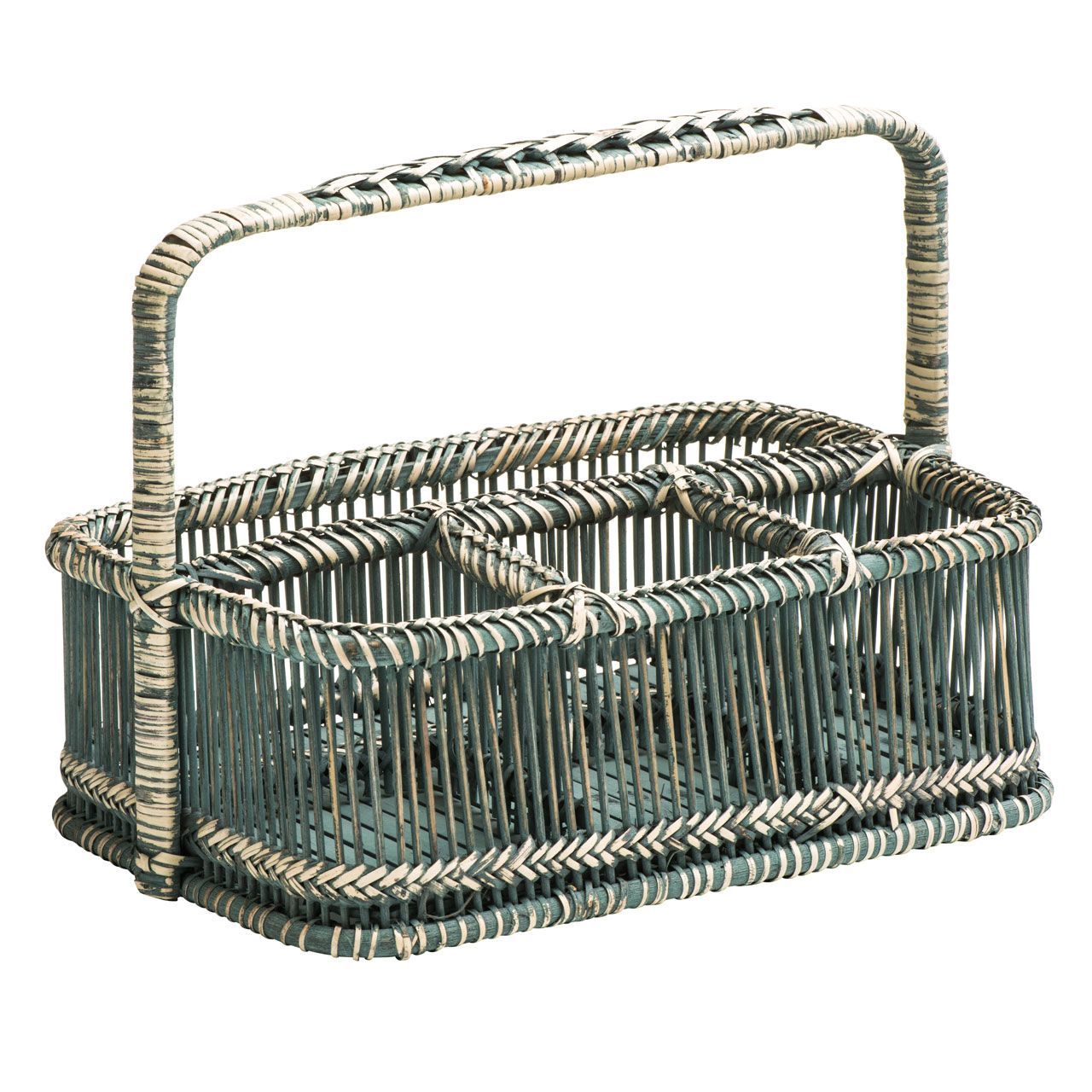 Homewares Rustic Grey Washed Rectangular Caddy Basket