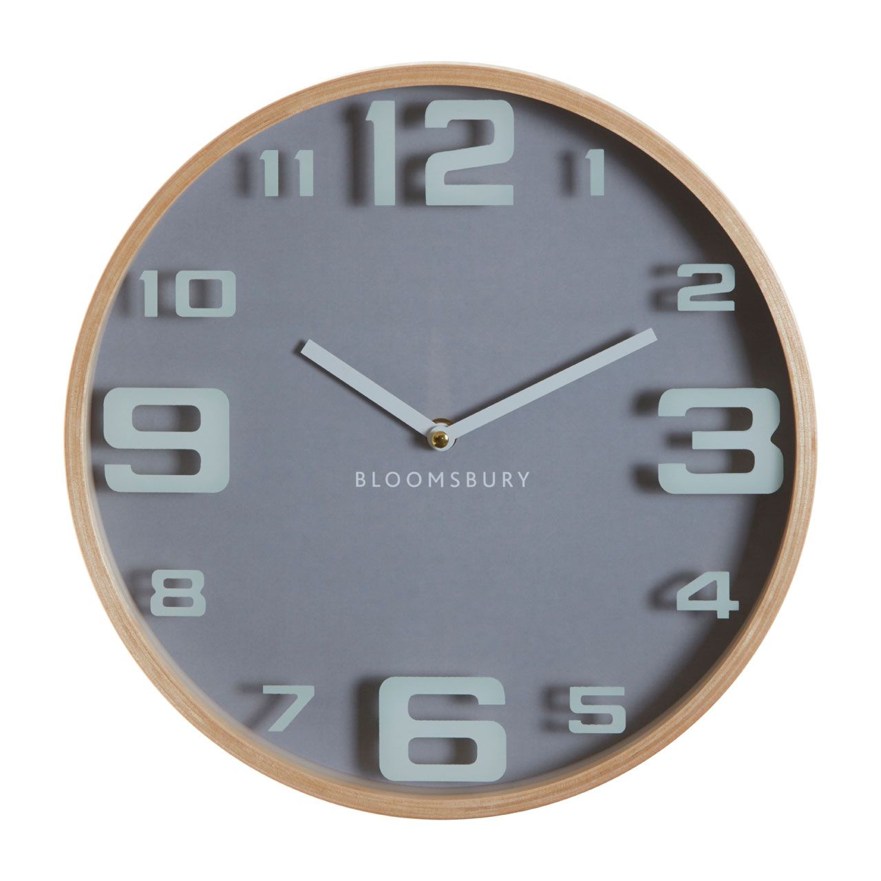 Homewares Vitus Grey Wood Large Numbers Wall Clock