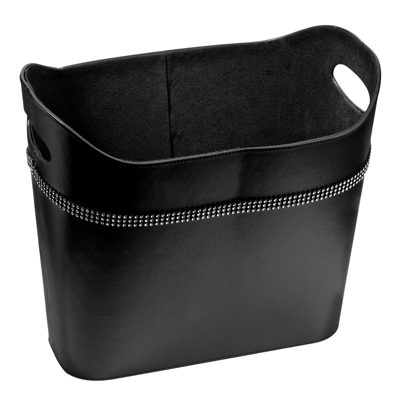 Homewares Black Faux Leather Rounded Storage Box
