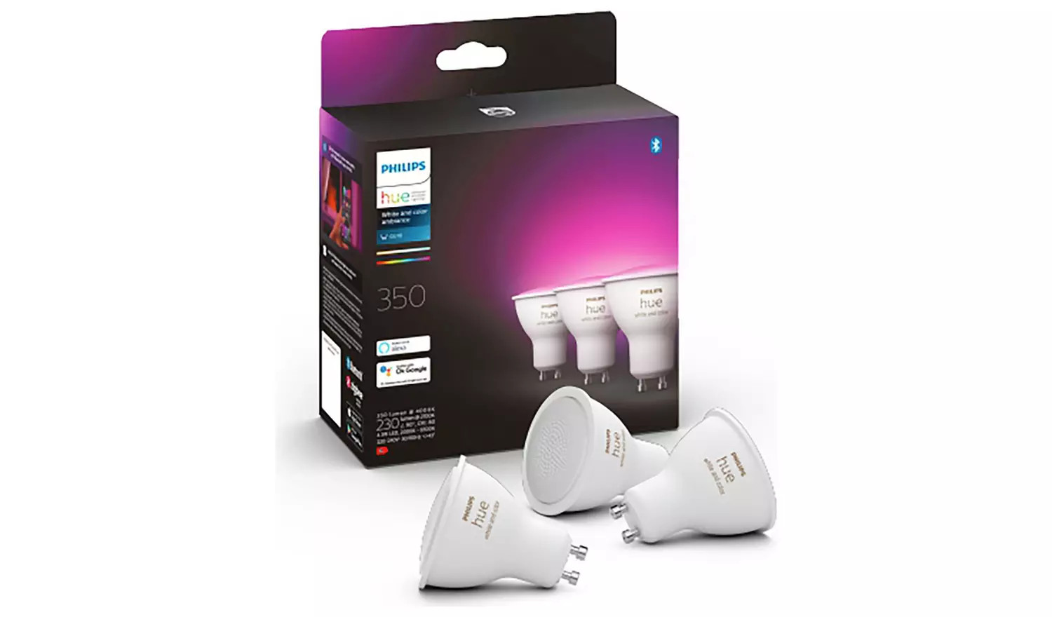 Philips Hue GU10 Colour Smart LED Wi-Fi Bulb 3 Pack
