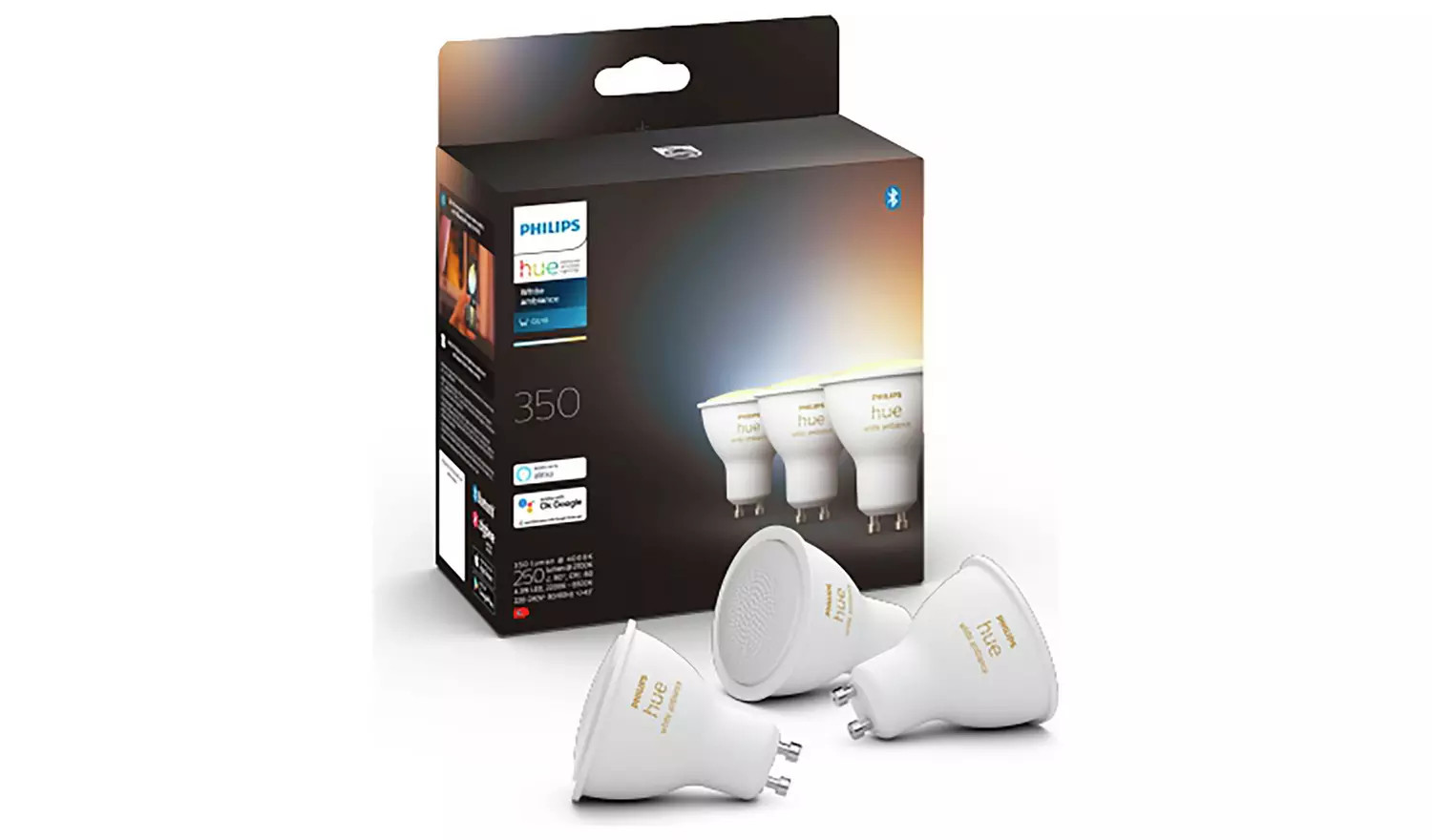 Philips Hue GU10 White Smart LED W-Fi Bulb 3 Pack
