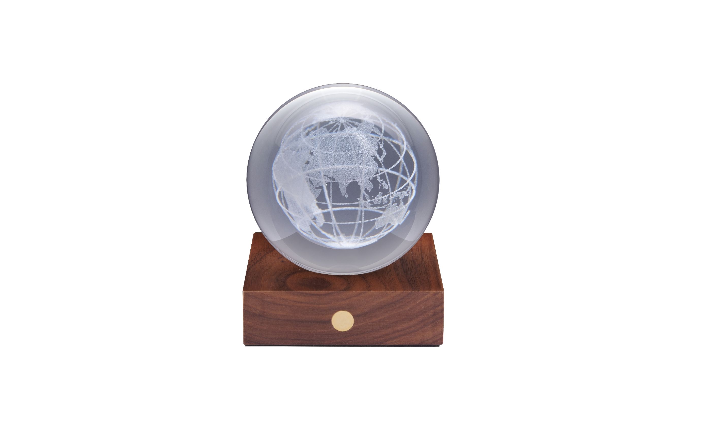 Gingko Amber Crystal Light 3D laser World Globe