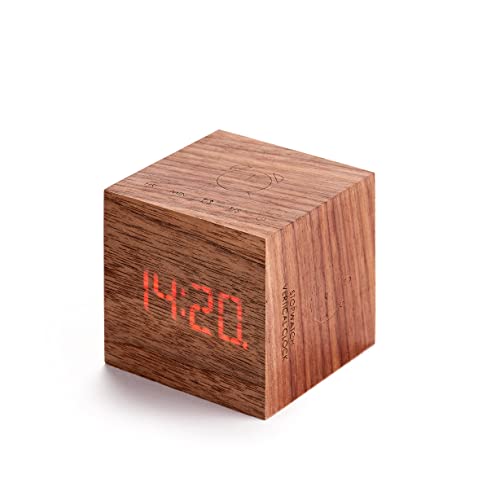 Gingko Cube Plus Clock Walnut